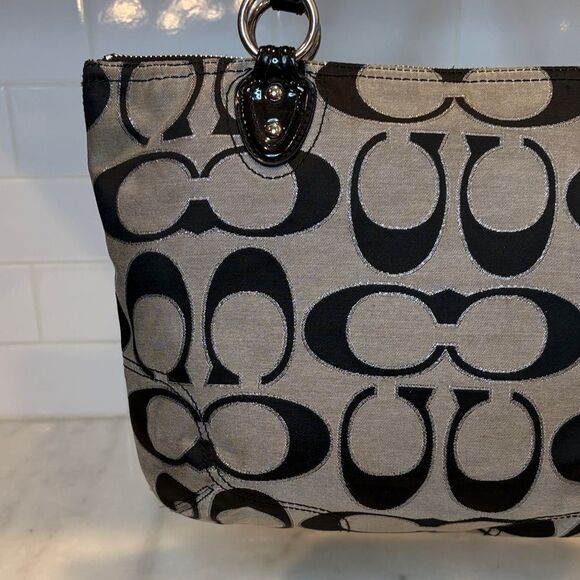 Coach Signature Poppy Lurex Vintage Large Tote Shoulder Bag - HTF - Picture 6 of 16